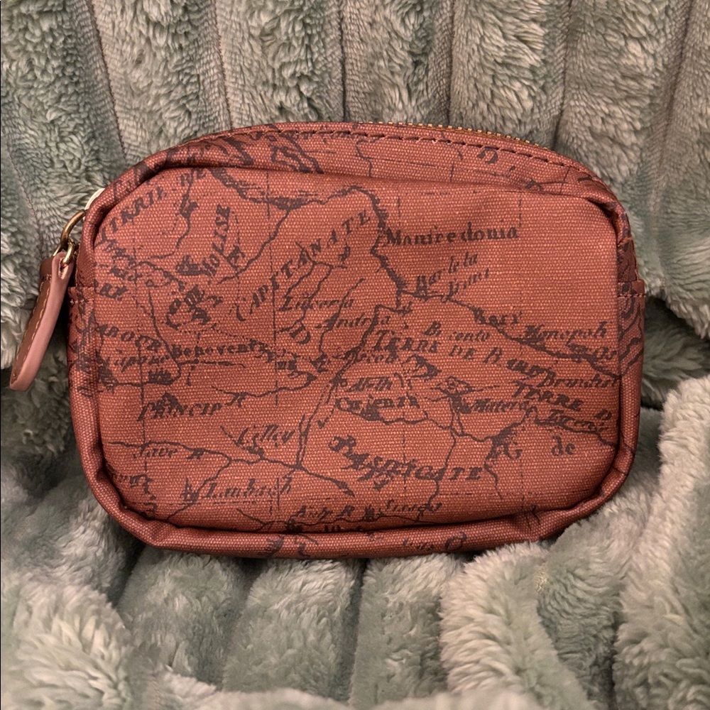 PATRICIA NASH PIPER COATED RUST RIOT WORLD MAP COSMETIC PURSE